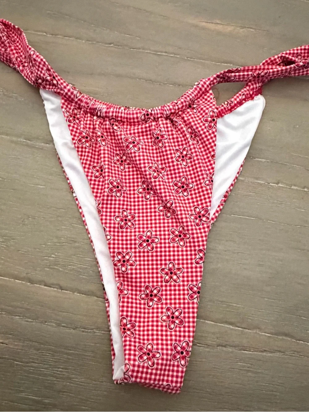 Pink by Frankie's Bikinis Ladybug Gingham Bikini Bottom